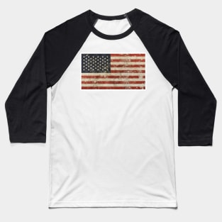 Vintage USA Flag Sticker Baseball T-Shirt